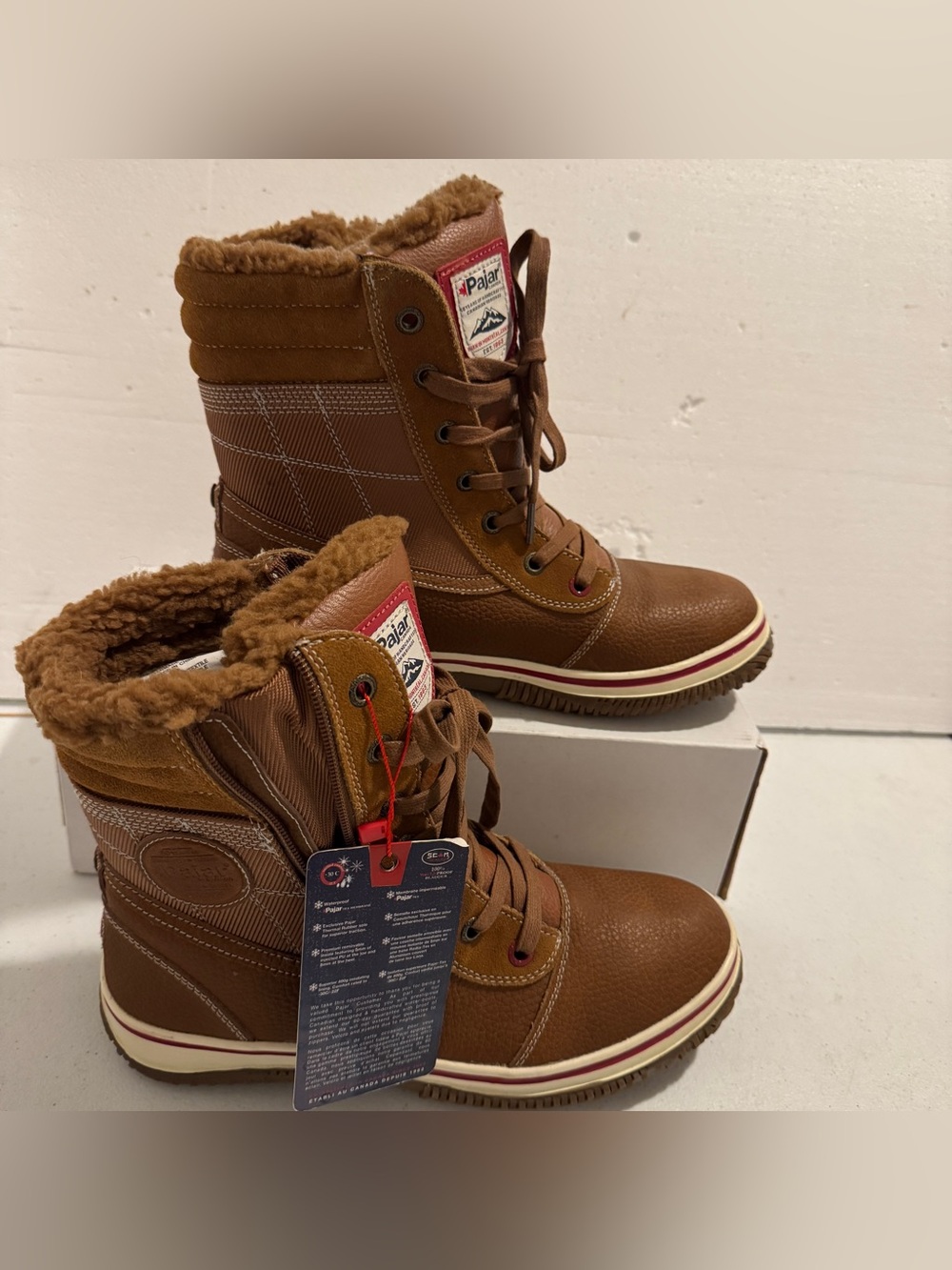 Pajar Canada Waterproof SNOW Brown Leather Boots WATERPROOF Size 10-10.5 (43)